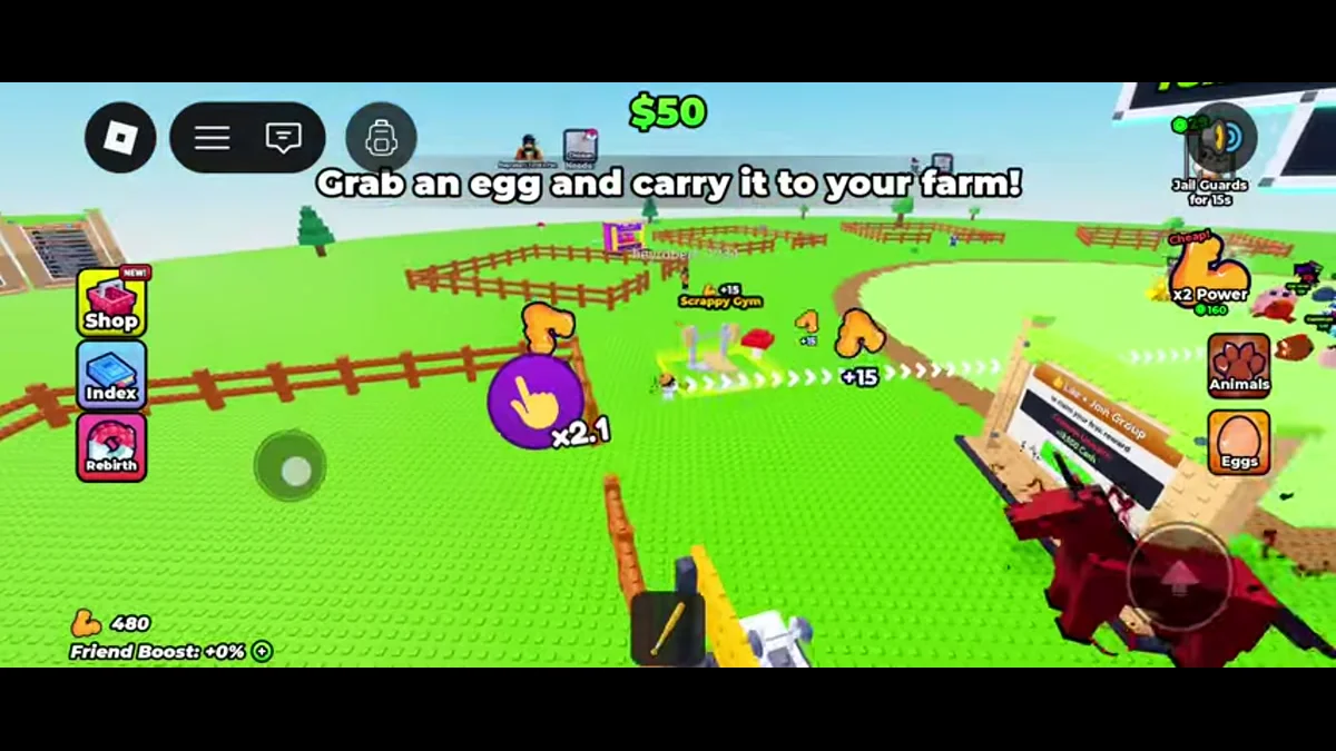 Opening tutorial instructing the player to grab an egg and carry it to the farm.