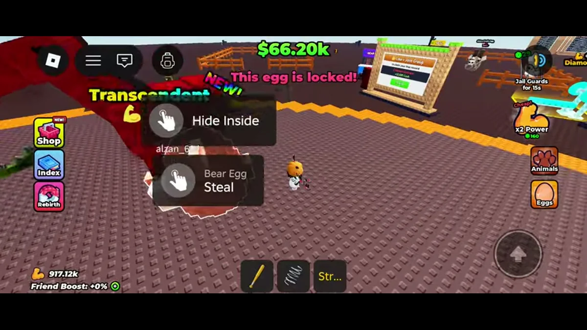 This egg is locked warning beside Hide Inside and Steal prompts.